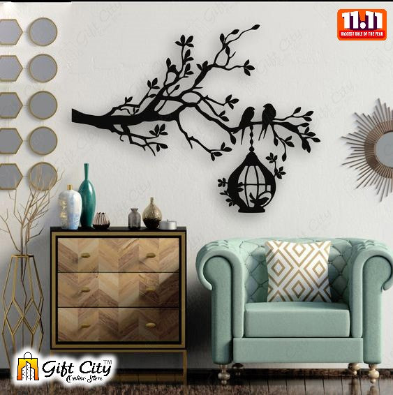 Tree With Birds On Nest Wooden Wall Art