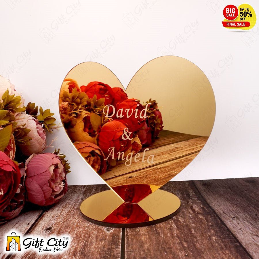 Customizable Heart Style Wedding Event Party Table Decoration Acrylic Mirror For Engagement