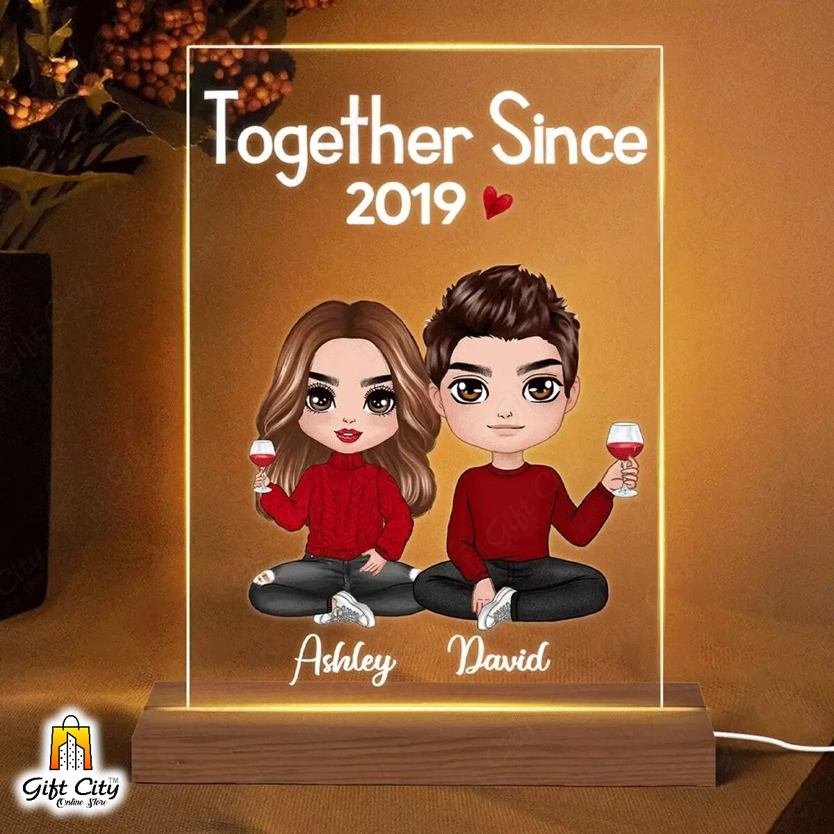 Customizable 3D Acrylic Couple Bitmoji Lamp Best Gift