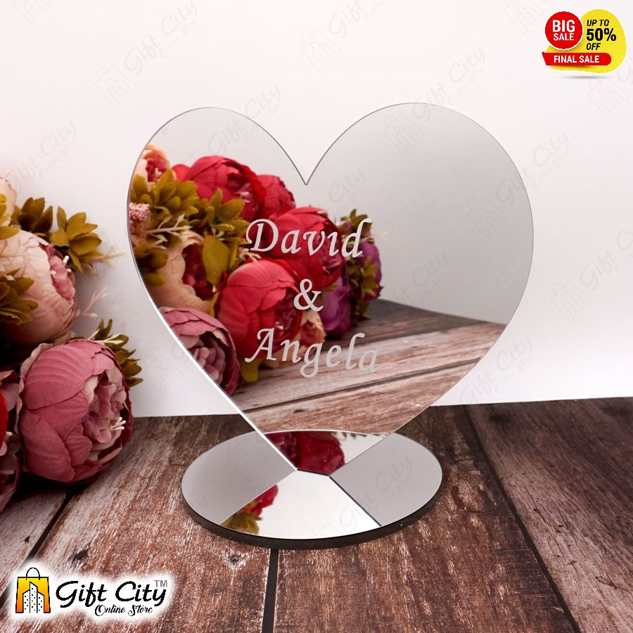 Customizable Heart Style Wedding Event Party Table Decoration Acrylic Mirror For Engagement