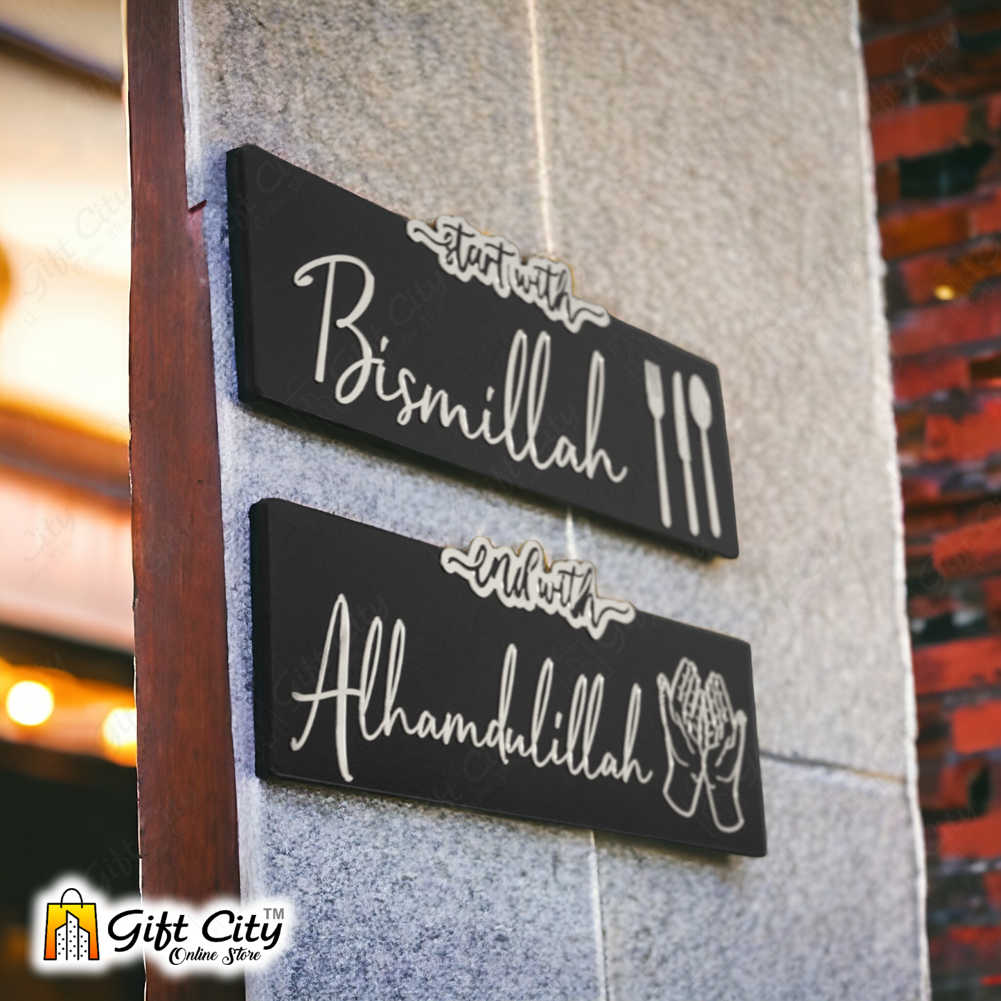 Start with Bismillah - End with Alhamdulillah Wooden / Acrylic Islamic Wall Art
