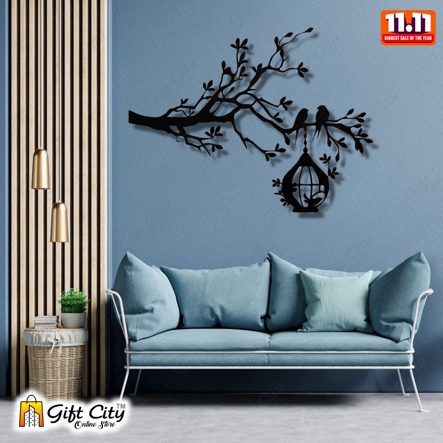 Tree With Birds On Nest Wooden Wall Art