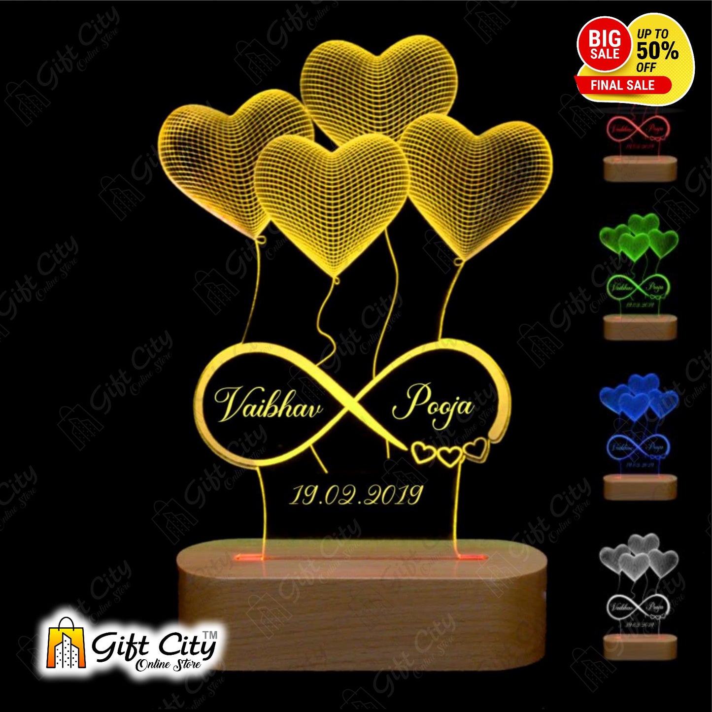 Customizable Acrylic lamp, 3D Light for Night