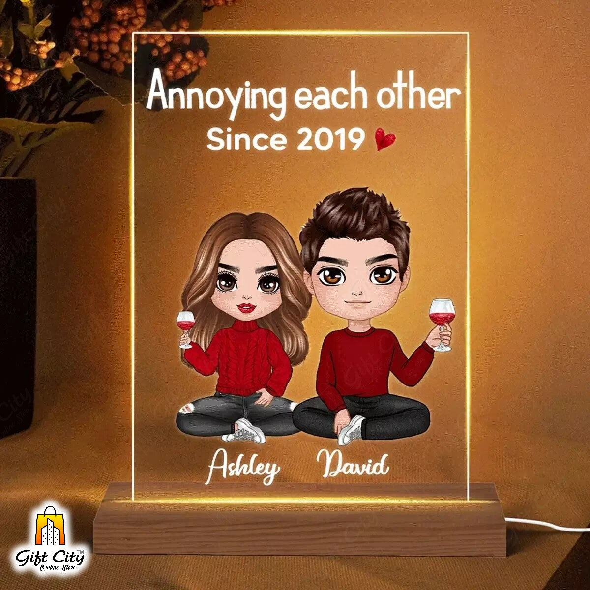 Customizable 3D Acrylic Couple Bitmoji Lamp Best Gift