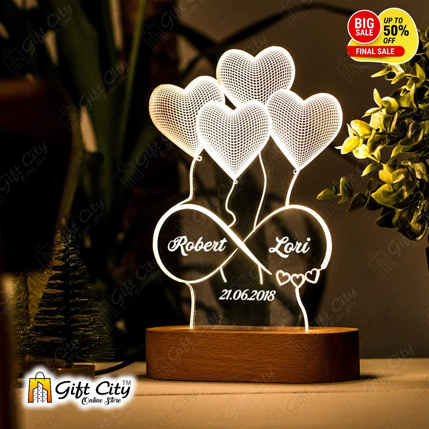 Customizable Acrylic lamp, 3D Light for Night
