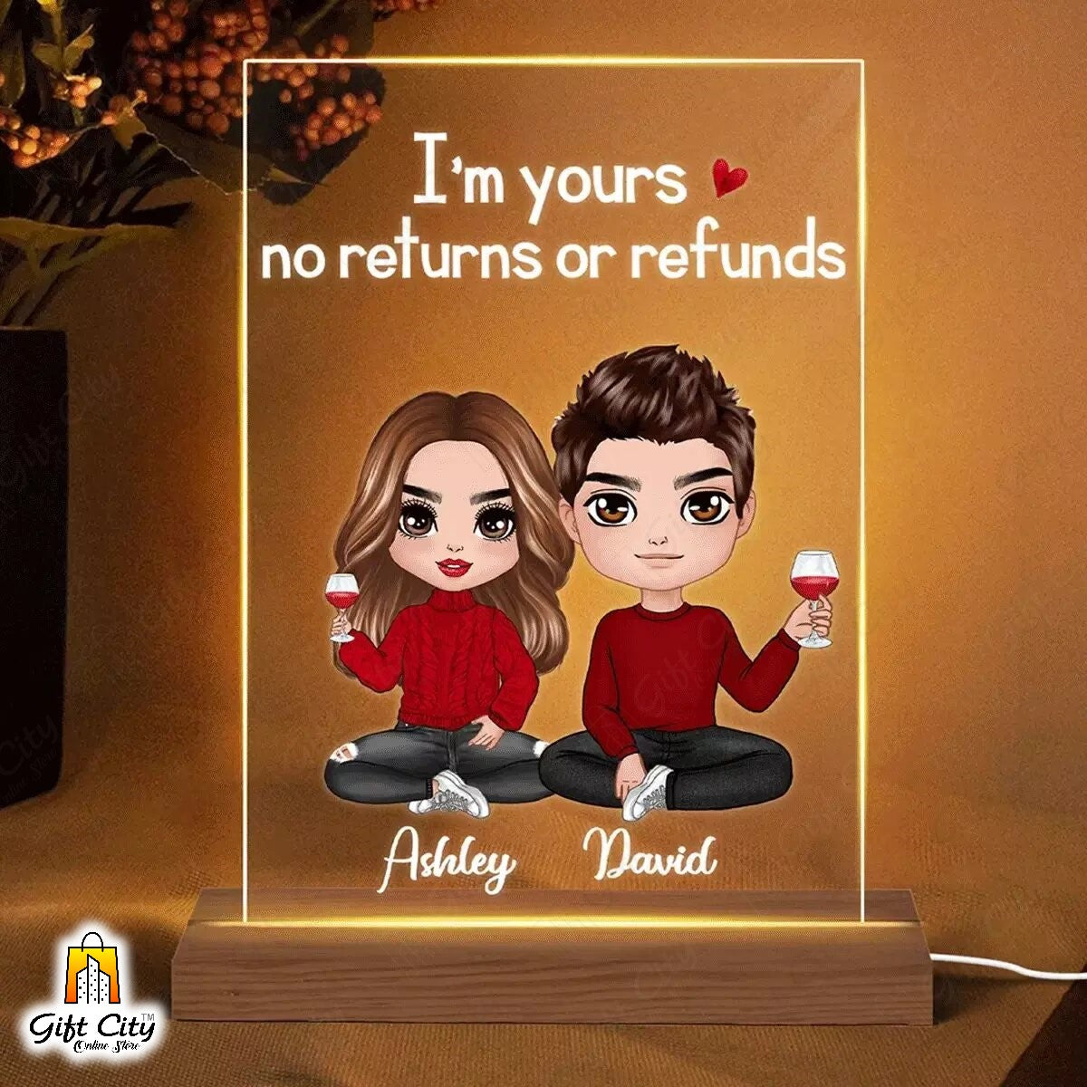 Customizable 3D Acrylic Couple Bitmoji Lamp Best Gift