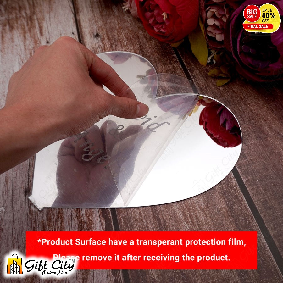 Customizable Heart Style Wedding Event Party Table Decoration Acrylic Mirror For Engagement