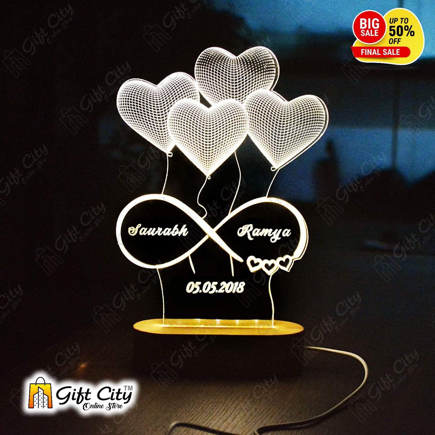 Customizable Acrylic lamp, 3D Light for Night