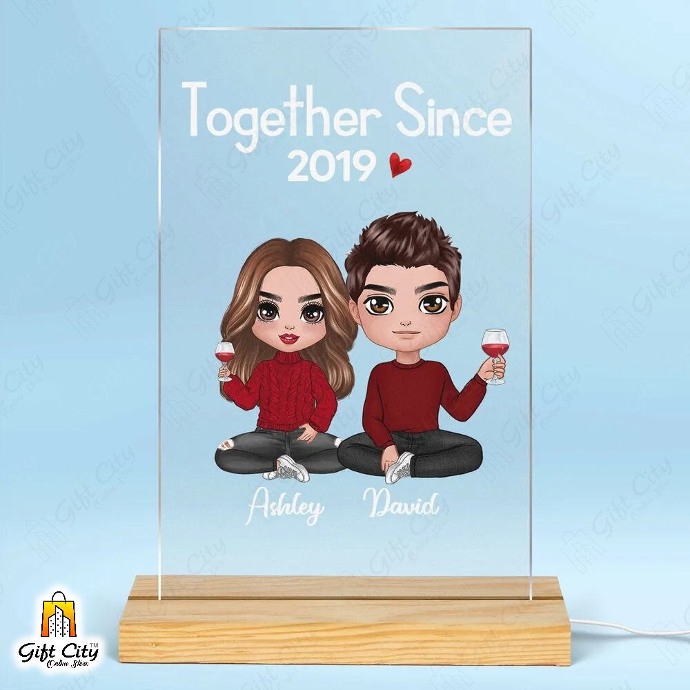 Customizable 3D Acrylic Couple Bitmoji Lamp Best Gift