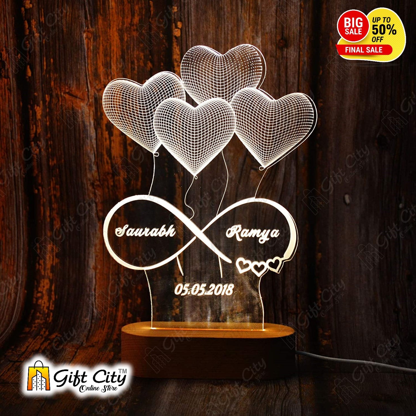 Customizable Acrylic lamp, 3D Light for Night