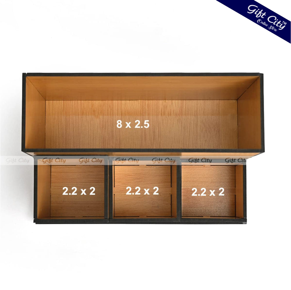 Four Compartment Desk Organizer with Clock | Multi-Functional Office Organizer | Ideal Corporate Gifts