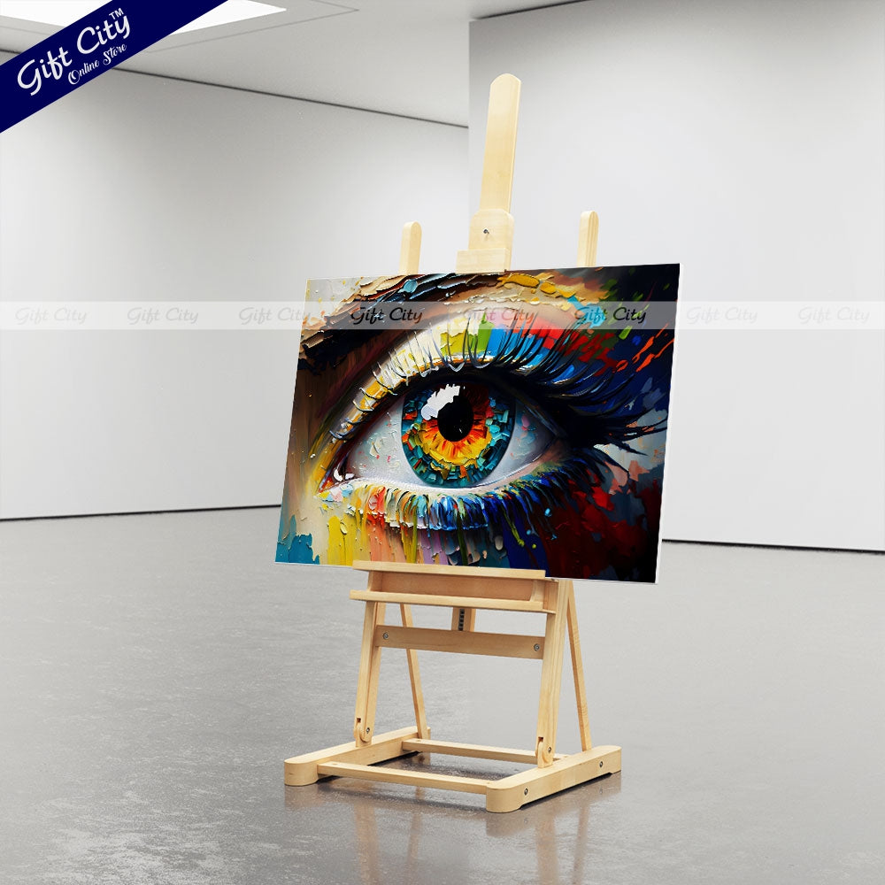 Gift City Presents A Conceptual Abstract Eye Captured in Vibrant Colors with UV Printed Oil on Canvas, Perfect for any space Wall Hanging