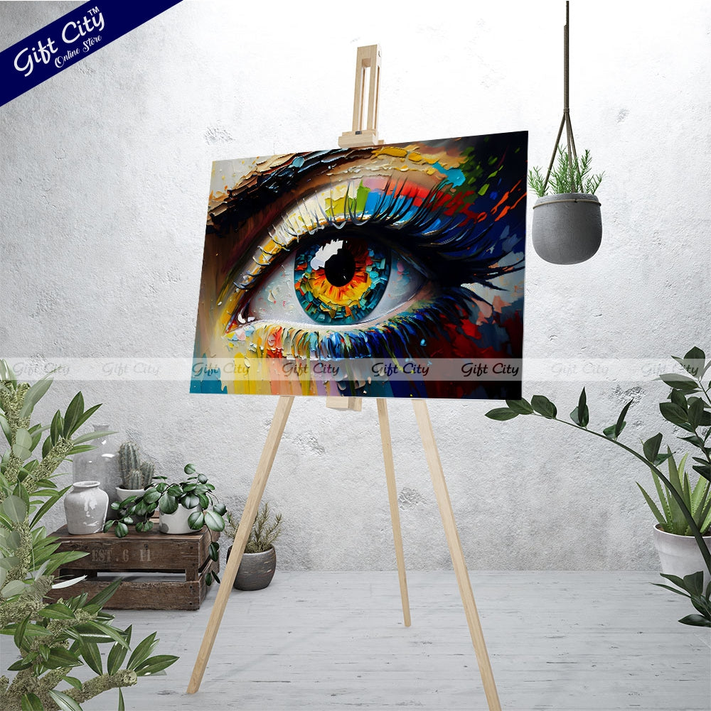 Gift City Presents A Conceptual Abstract Eye Captured in Vibrant Colors with UV Printed Oil on Canvas, Perfect for any space Wall Hanging