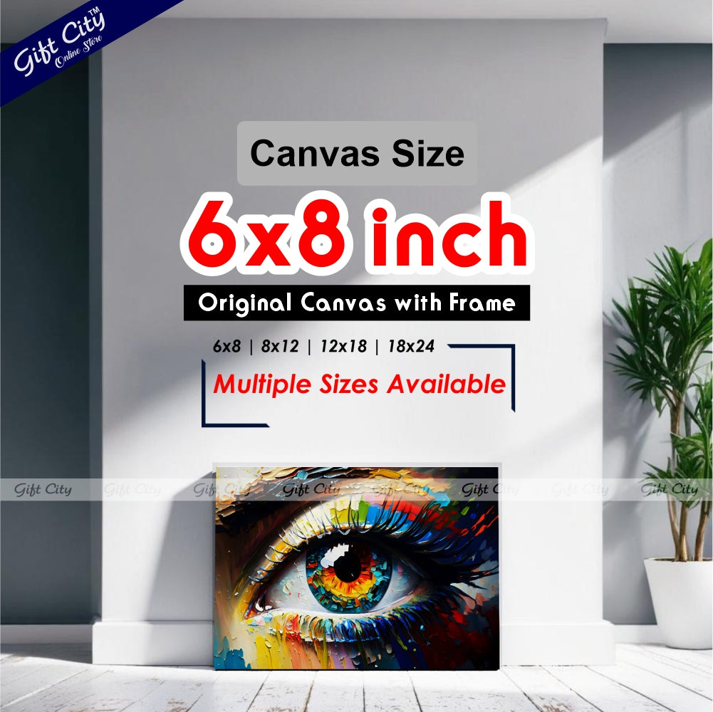 Gift City Presents A Conceptual Abstract Eye Captured in Vibrant Colors with UV Printed Oil on Canvas, Perfect for any space Wall Hanging
