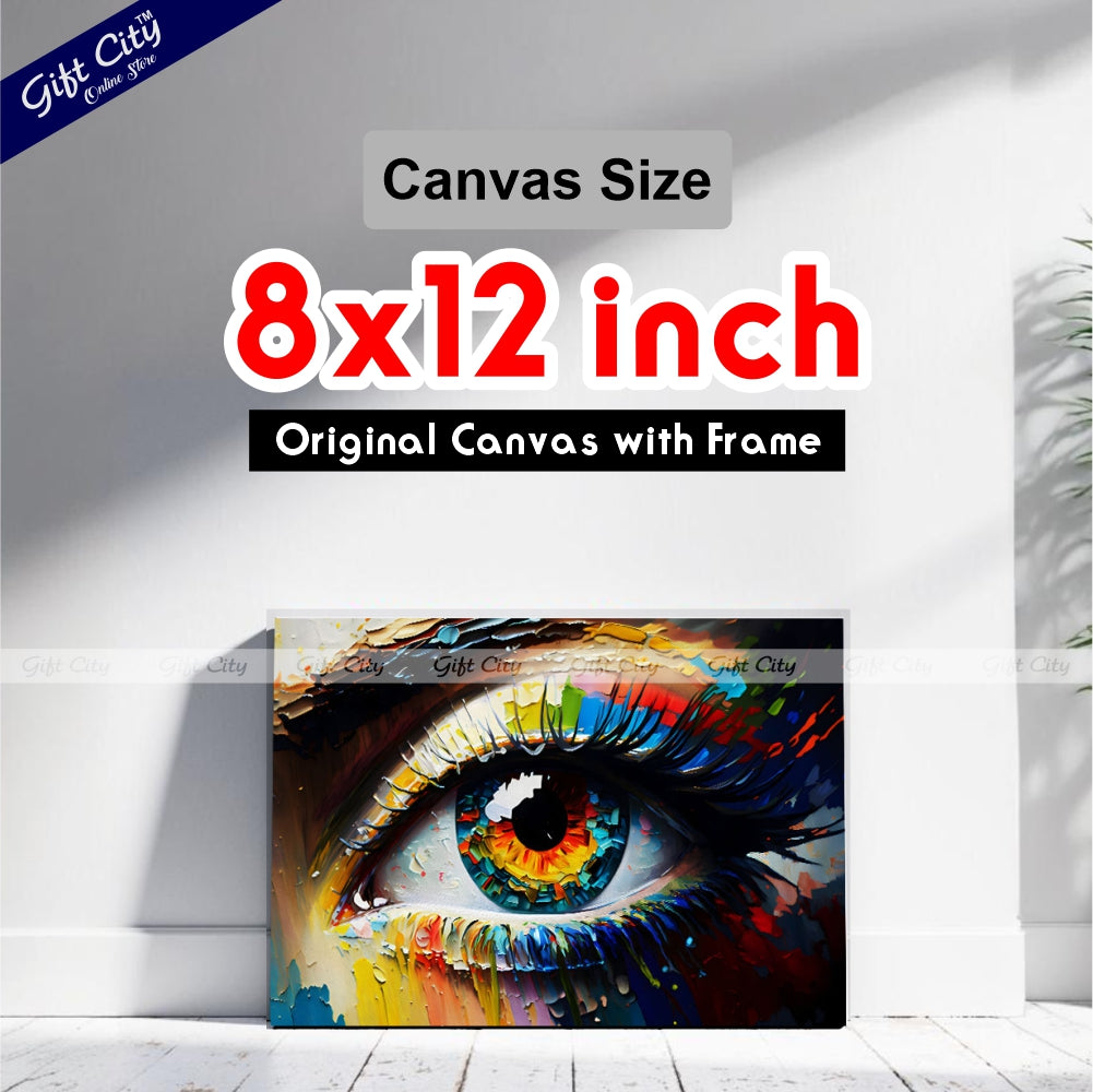Gift City Presents A Conceptual Abstract Eye Captured in Vibrant Colors with UV Printed Oil on Canvas, Perfect for any space Wall Hanging
