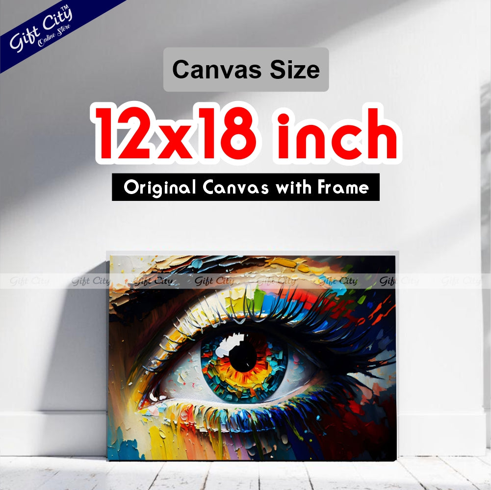 Gift City Presents A Conceptual Abstract Eye Captured in Vibrant Colors with UV Printed Oil on Canvas, Perfect for any space Wall Hanging