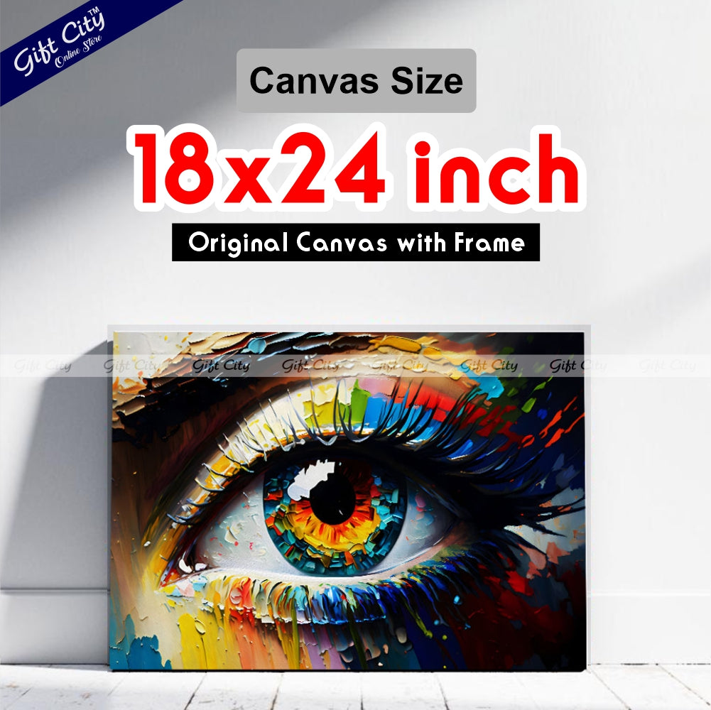 Gift City Presents A Conceptual Abstract Eye Captured in Vibrant Colors with UV Printed Oil on Canvas, Perfect for any space Wall Hanging