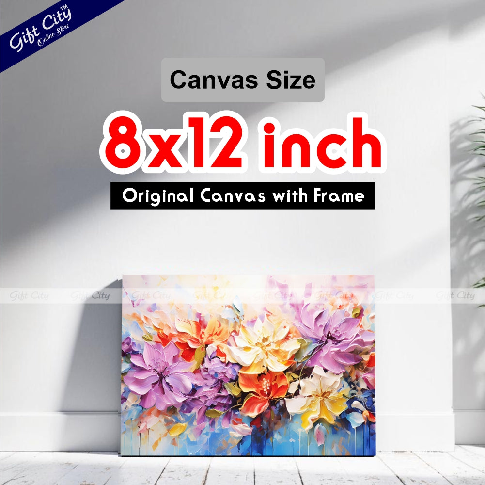 Gift City Presents A Masterpiece of Vibrant Floral Art Stunning Oil Painting Canvas Featuring Abstract Blooms, Rich Textures, and a Symphony of Colors and Light Wall Hanging