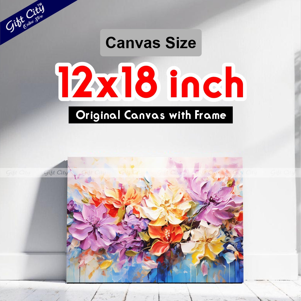 Gift City Presents A Masterpiece of Vibrant Floral Art Stunning Oil Painting Canvas Featuring Abstract Blooms, Rich Textures, and a Symphony of Colors and Light Wall Hanging