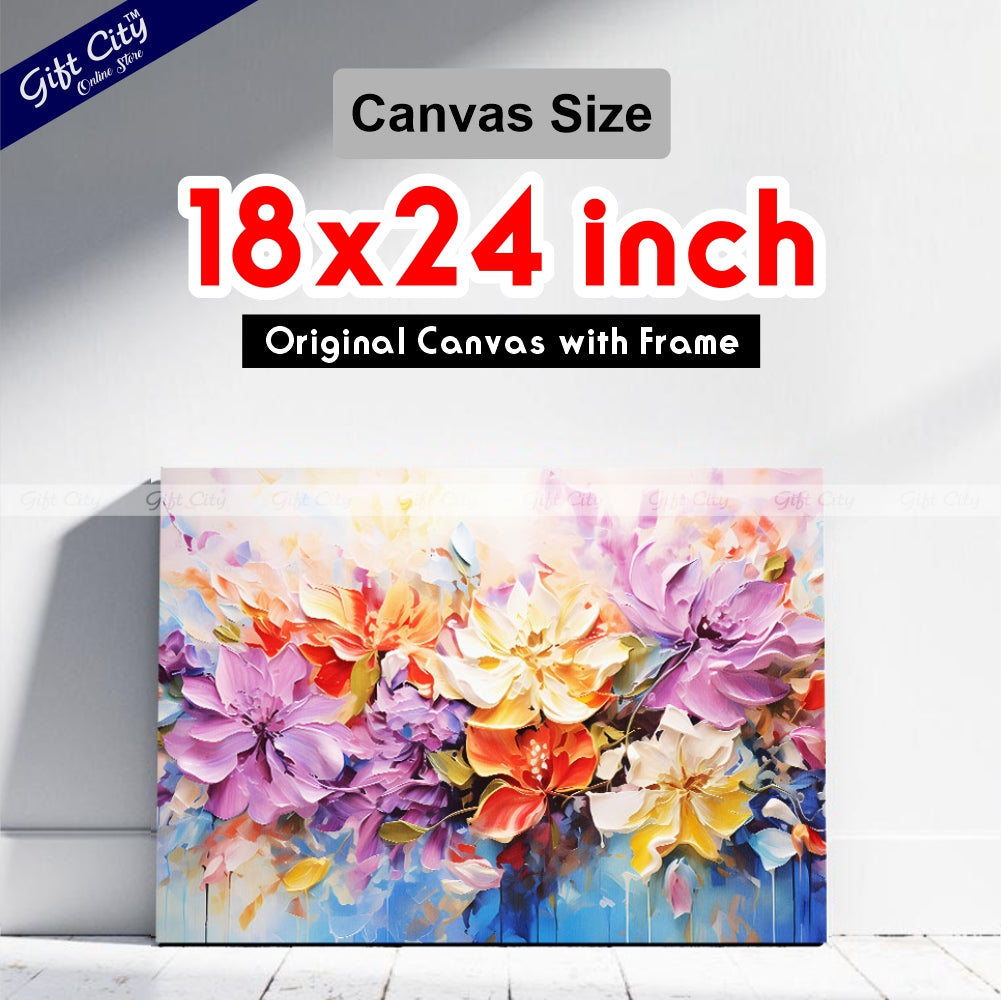 Gift City Presents A Masterpiece of Vibrant Floral Art Stunning Oil Painting Canvas Featuring Abstract Blooms, Rich Textures, and a Symphony of Colors and Light Wall Hanging