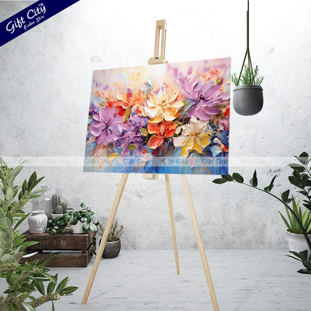 Gift City Presents A Masterpiece of Vibrant Floral Art Stunning Oil Painting Canvas Featuring Abstract Blooms, Rich Textures, and a Symphony of Colors and Light Wall Hanging