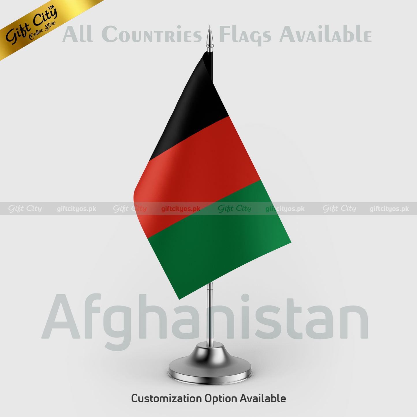 Gift City Presents | Afghanistan Mini Flag with Stand | All Countries Flags Available | High-Quality Desk Flag for Decoration & Office Display