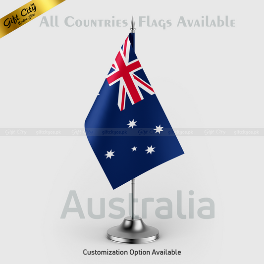 Gift City Presents Australia Desk Flag with Stand  Perfect for Office, Home Decor & Display  Multiple Country Flags Available