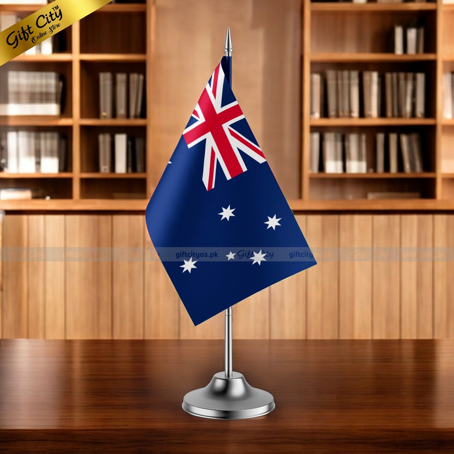Gift City Presents Australia Desk Flag with Stand  Perfect for Office, Home Decor & Display  Multiple Country Flags Available