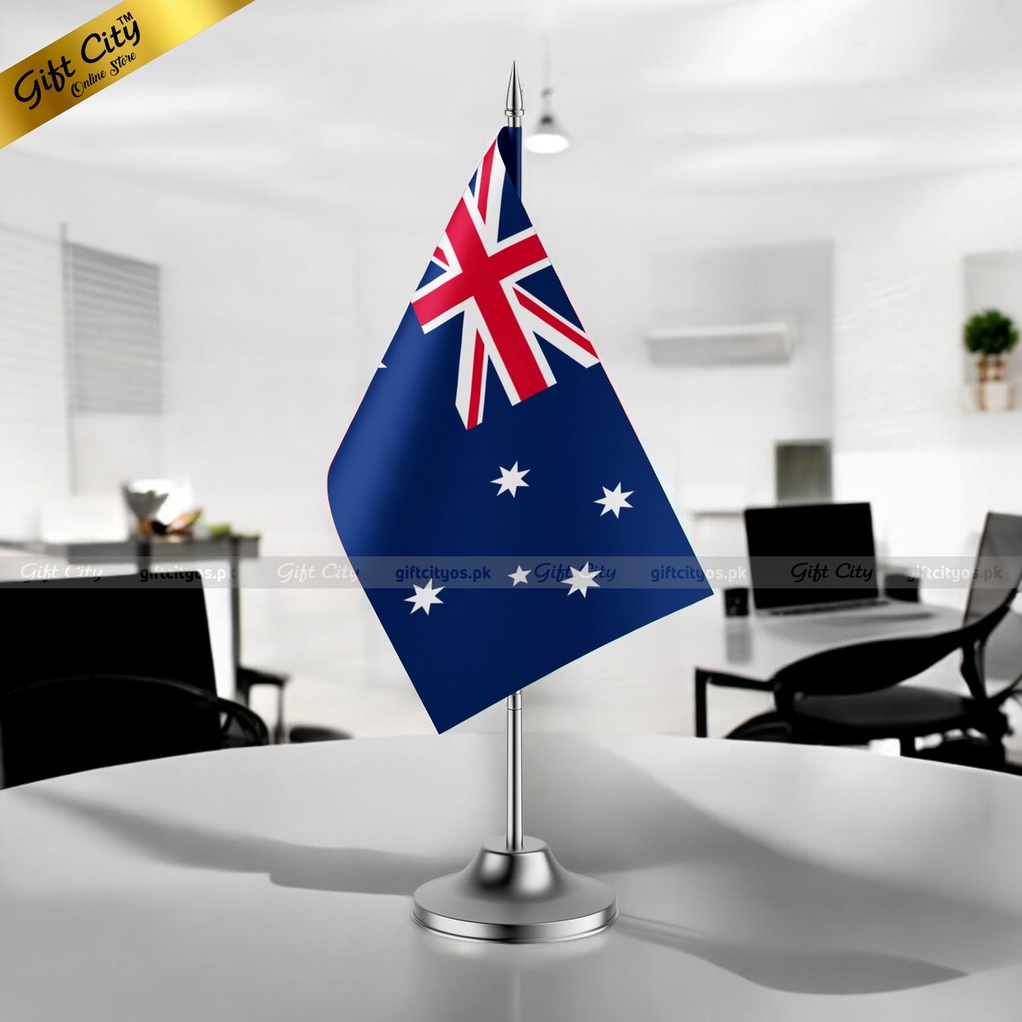 Gift City Presents Australia Desk Flag with Stand  Perfect for Office, Home Decor & Display  Multiple Country Flags Available