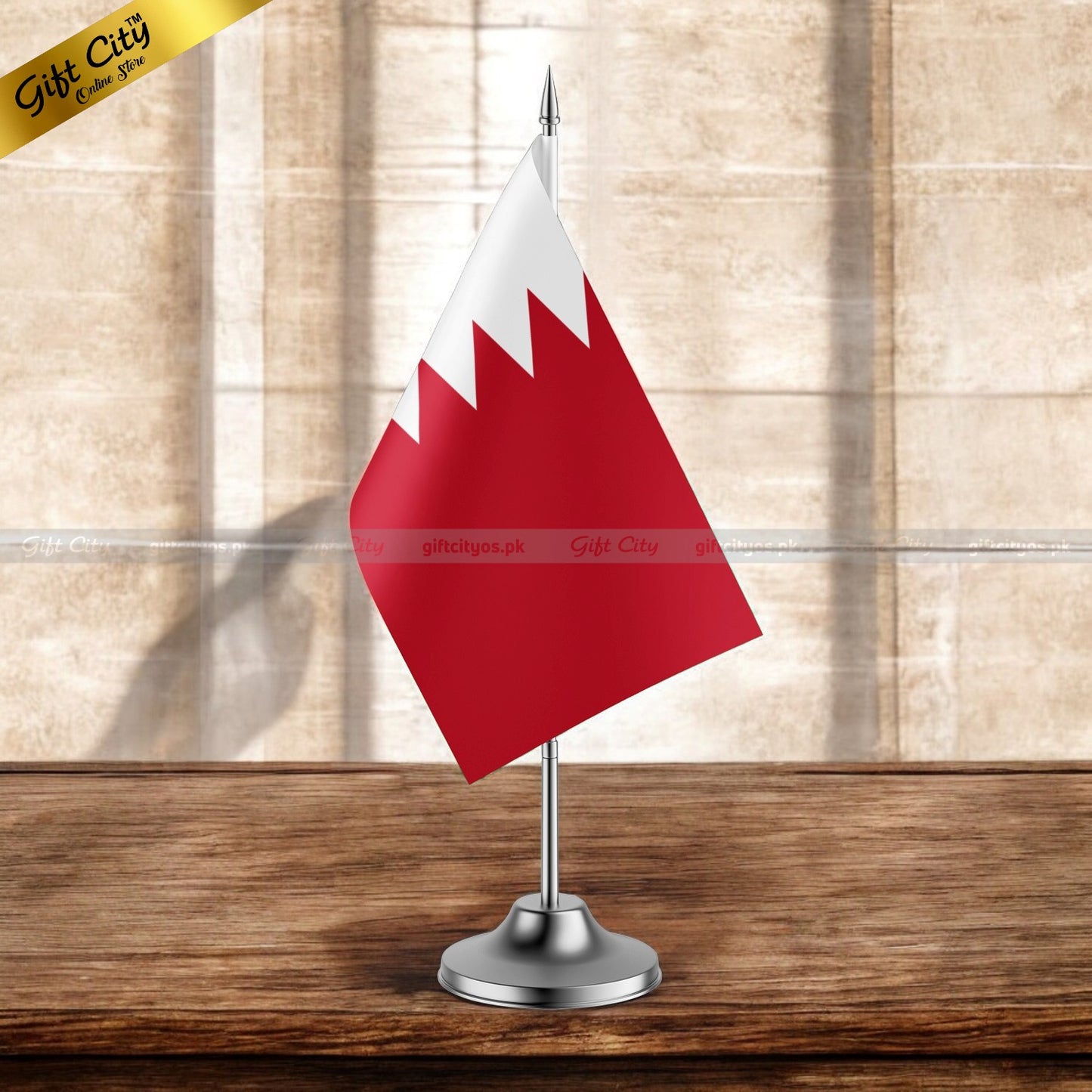 Gift City Presents Bahrain Desk Flag with Stand | Premium Office & Home Decor | Multiple Country Flags Available