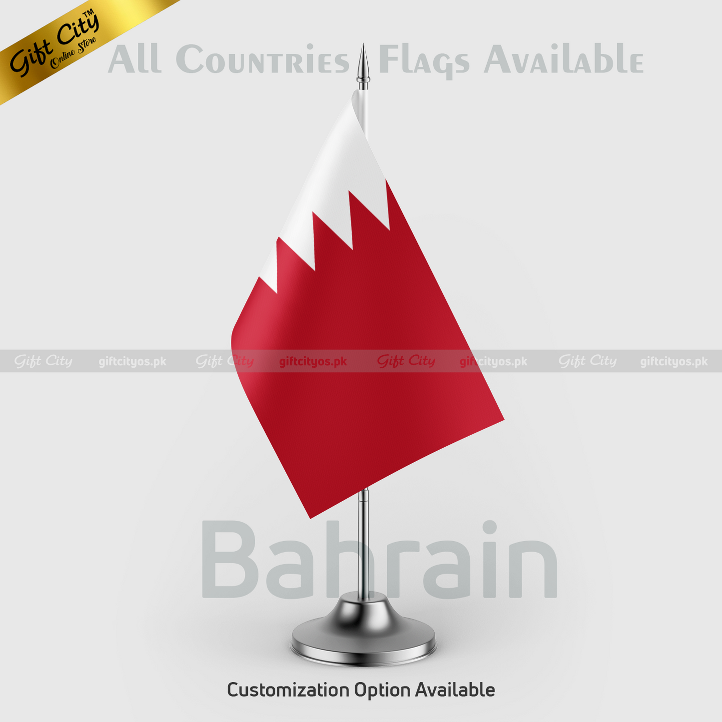 Gift City Presents Bahrain Desk Flag with Stand | Premium Office & Home Decor | Multiple Country Flags Available