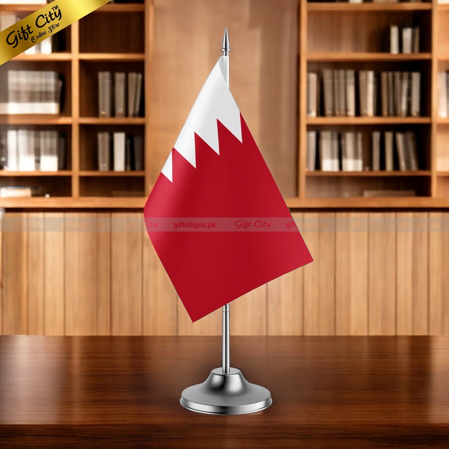 Gift City Presents Bahrain Desk Flag with Stand | Premium Office & Home Decor | Multiple Country Flags Available