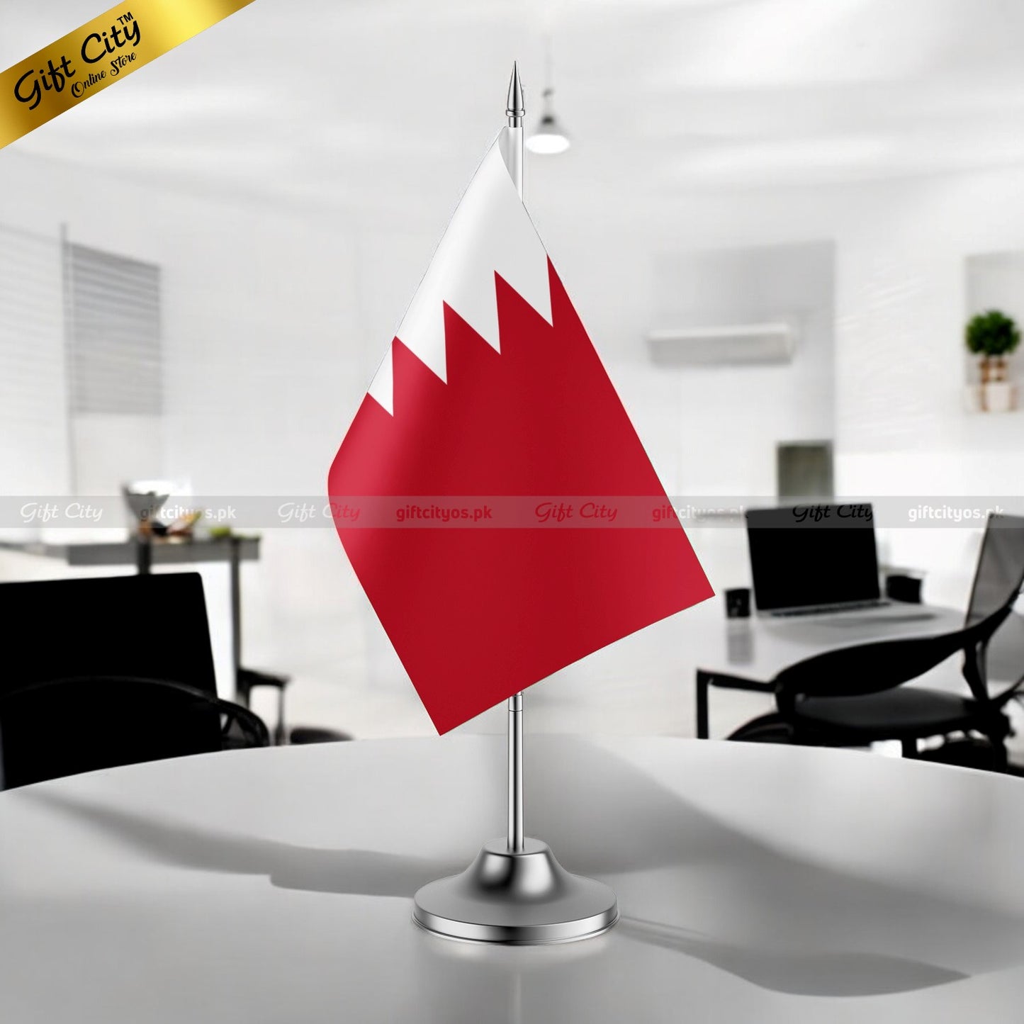 Gift City Presents Bahrain Desk Flag with Stand | Premium Office & Home Decor | Multiple Country Flags Available