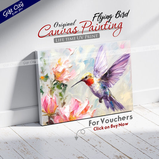 Gift City Presents Colorful Digital Canvas Sparrow Painting with Frame - Wall Art for Home Decor Multiple Sizes Wall Hanging