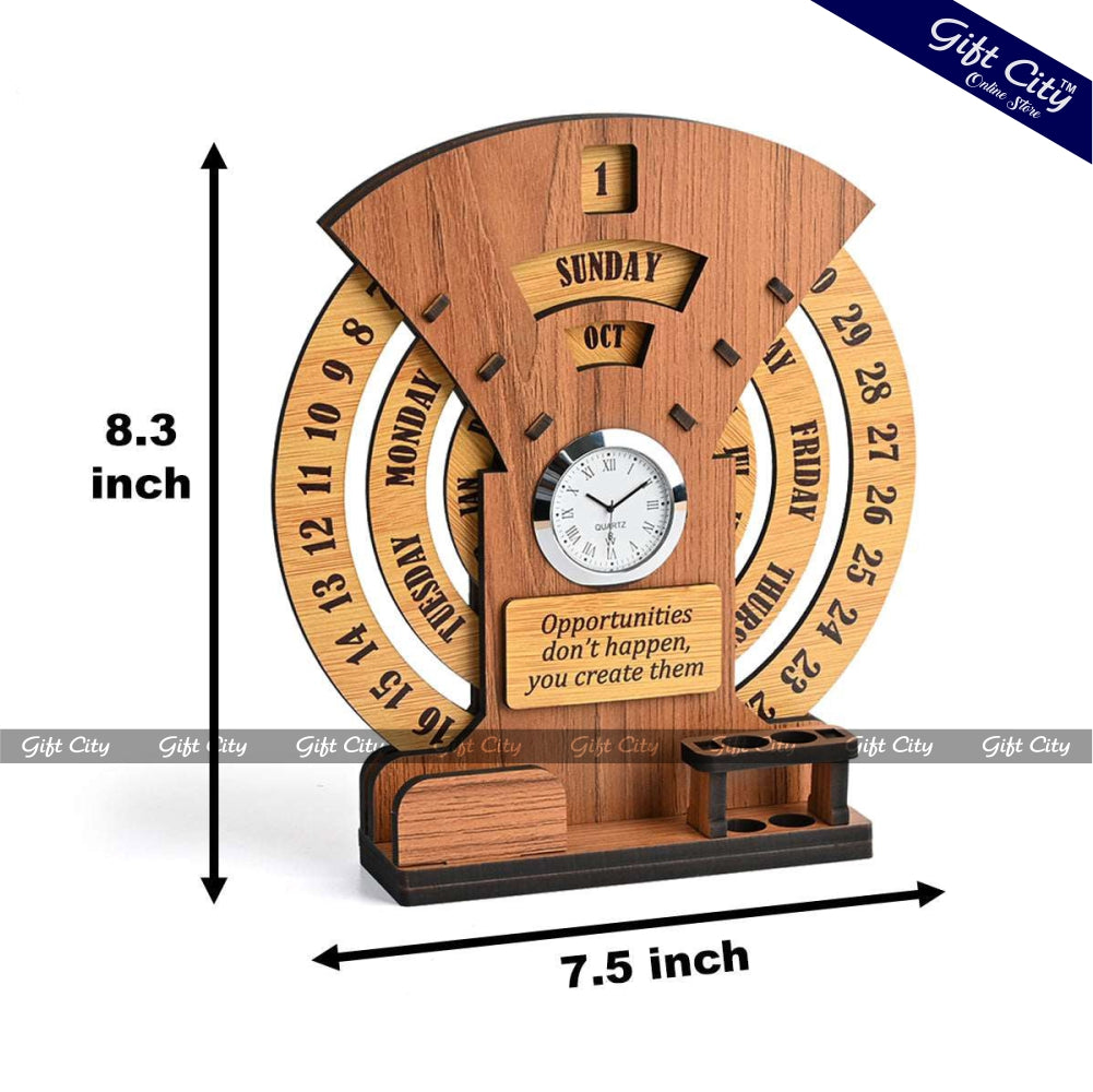 Gift City Presents Infinite Circular Calendar with Pen and Card Holder | Desk Accessories & Corporate Gift