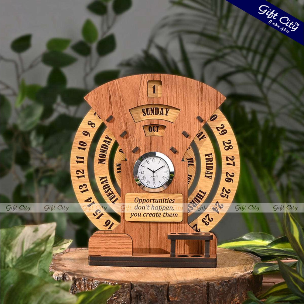 Gift City Presents Infinite Circular Calendar with Pen and Card Holder | Desk Accessories & Corporate Gift