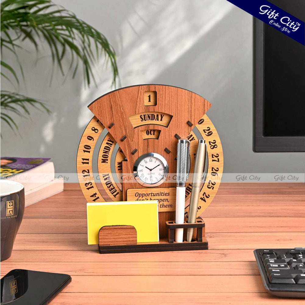 Gift City Presents Infinite Circular Calendar with Pen and Card Holder | Desk Accessories & Corporate Gift
