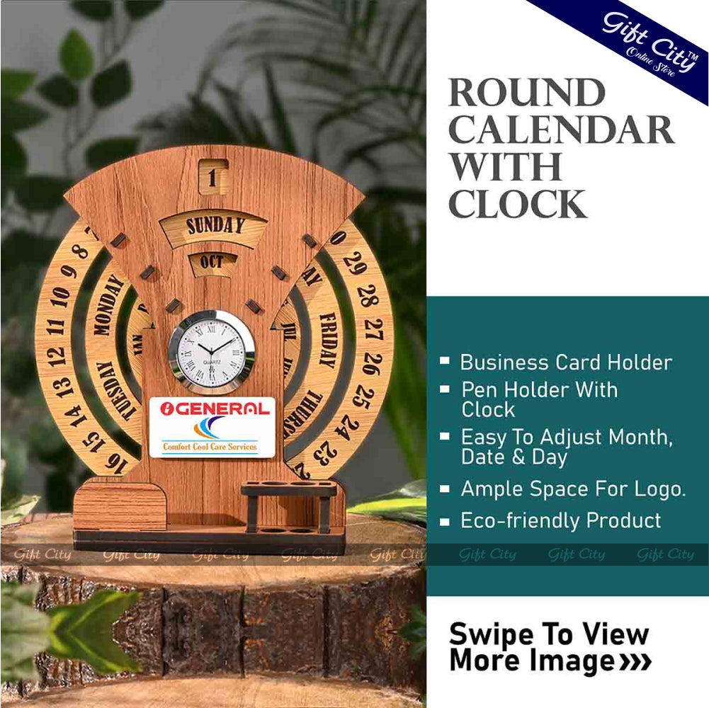 Gift City Presents Infinite Circular Calendar with Pen and Card Holder | Desk Accessories & Corporate Gift