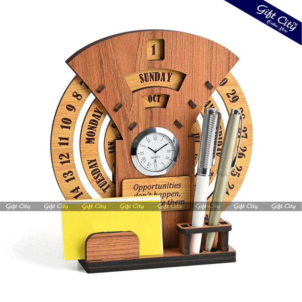 Gift City Presents Infinite Circular Calendar with Pen and Card Holder | Desk Accessories & Corporate Gift