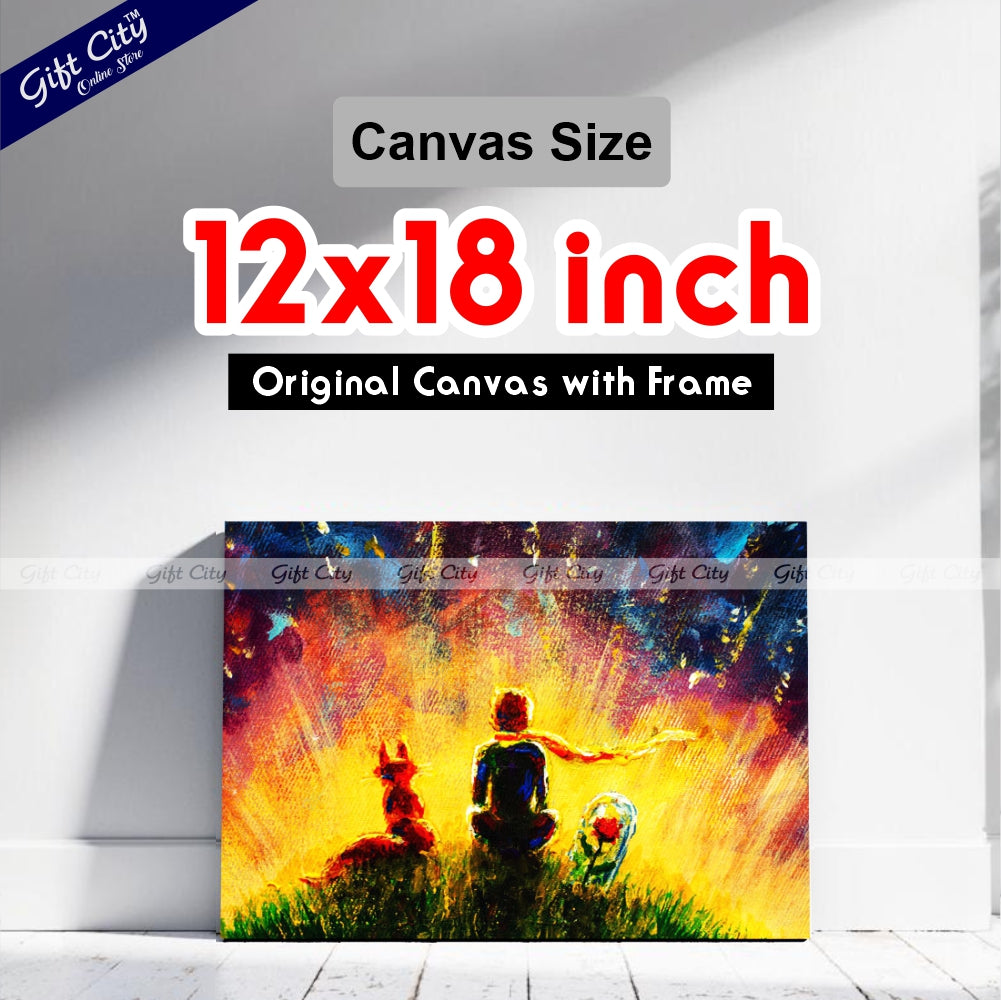 Gift City Presents Little Prince With Fox and Rose Oil Painting on Canvas Wall Art for Home Decor Multiple Sizes Wall Hanging