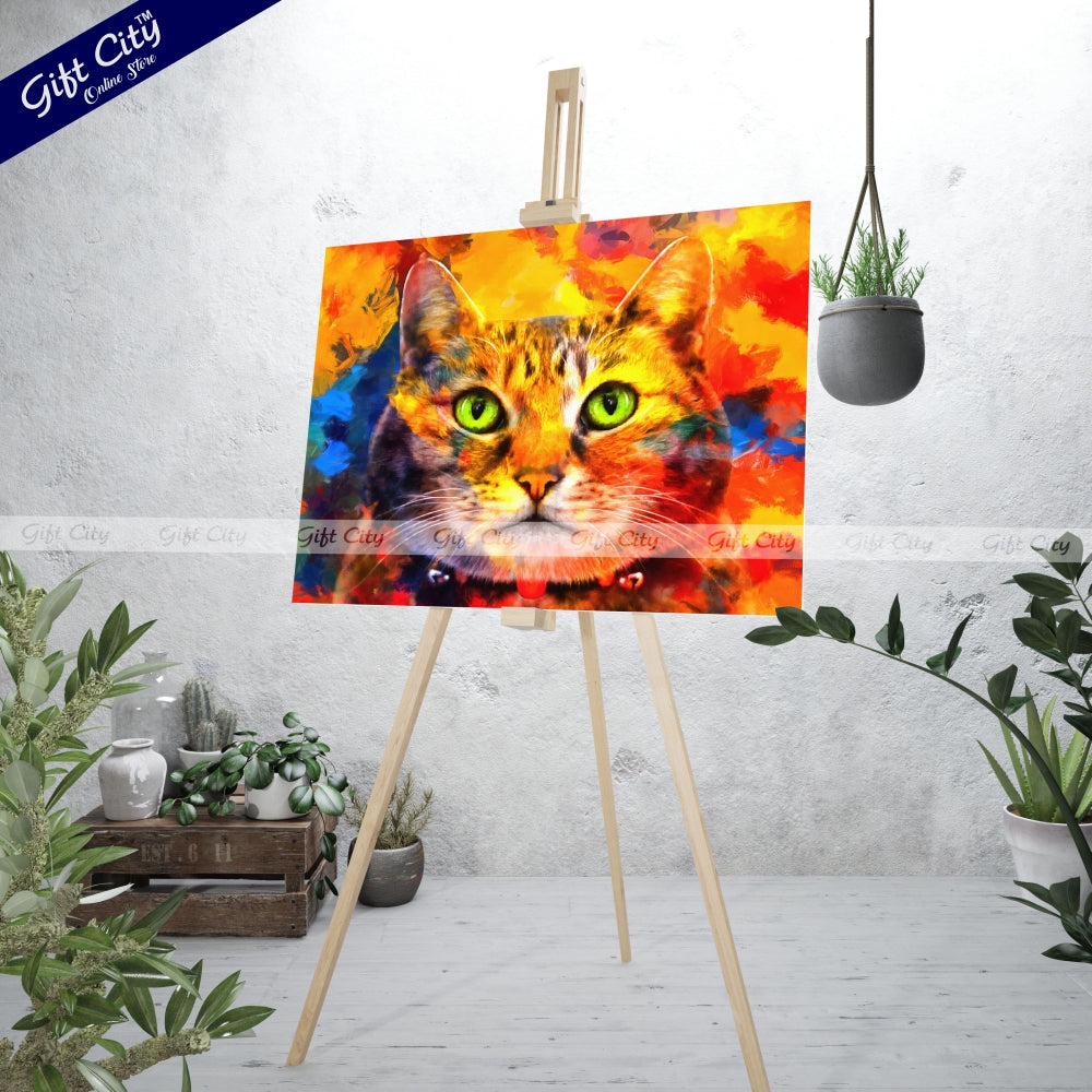 Cat Face Canvas Painting Digital Art for Home Decor - Gift City