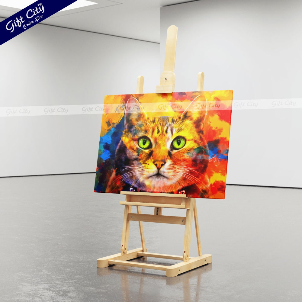 Cat Face Canvas Painting Digital Art for Home Decor - Gift City