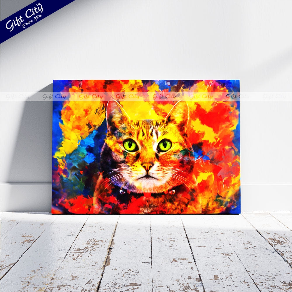 Cat Face Canvas Painting Digital Art for Home Decor - Gift City