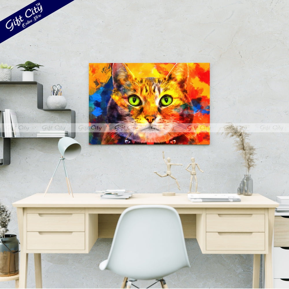 Cat Face Canvas Painting Digital Art for Home Decor - Gift City