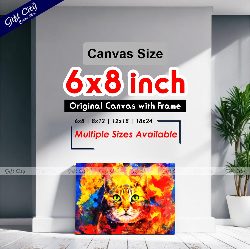 Cat Face Canvas Painting Digital Art for Home Decor - Gift City