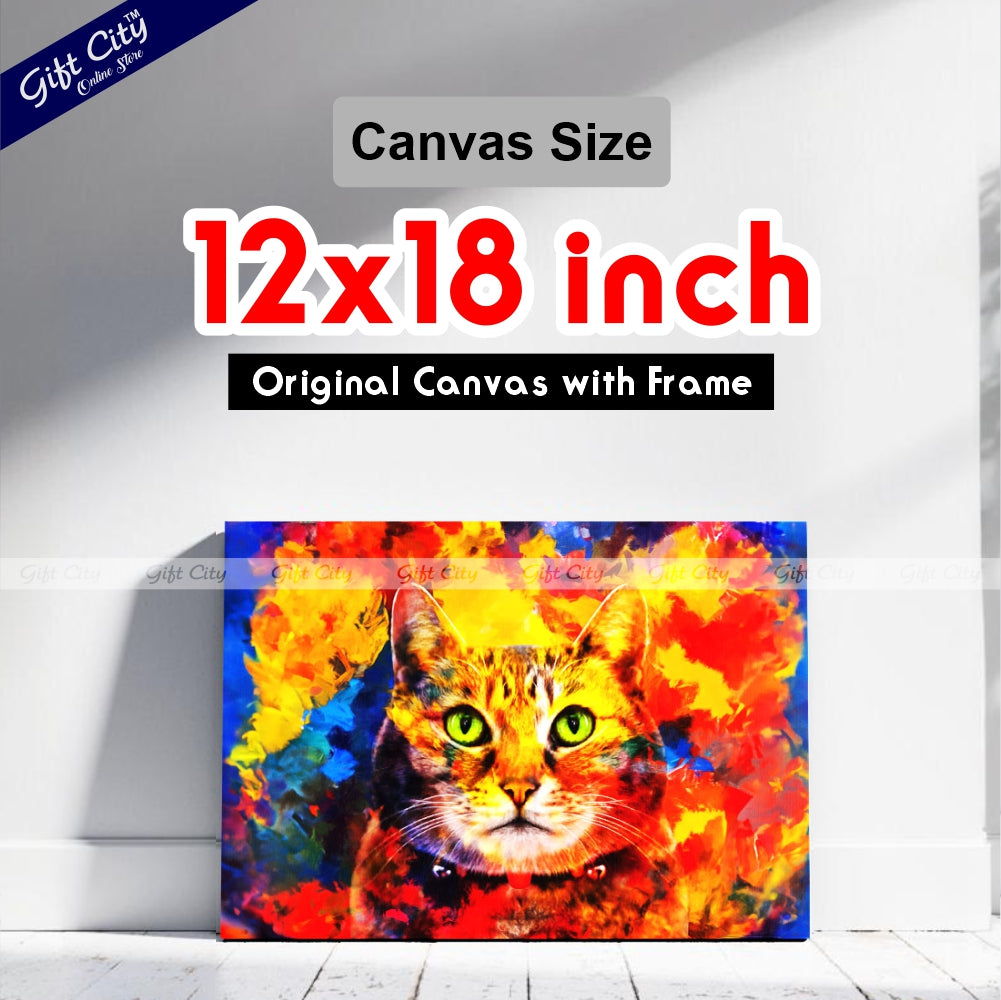 Cat Face Canvas Painting Digital Art for Home Decor - Gift City