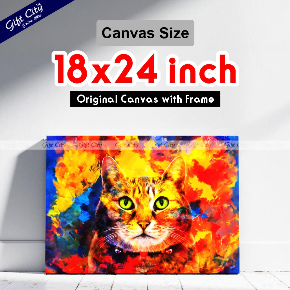 Cat Face Canvas Painting Digital Art for Home Decor - Gift City