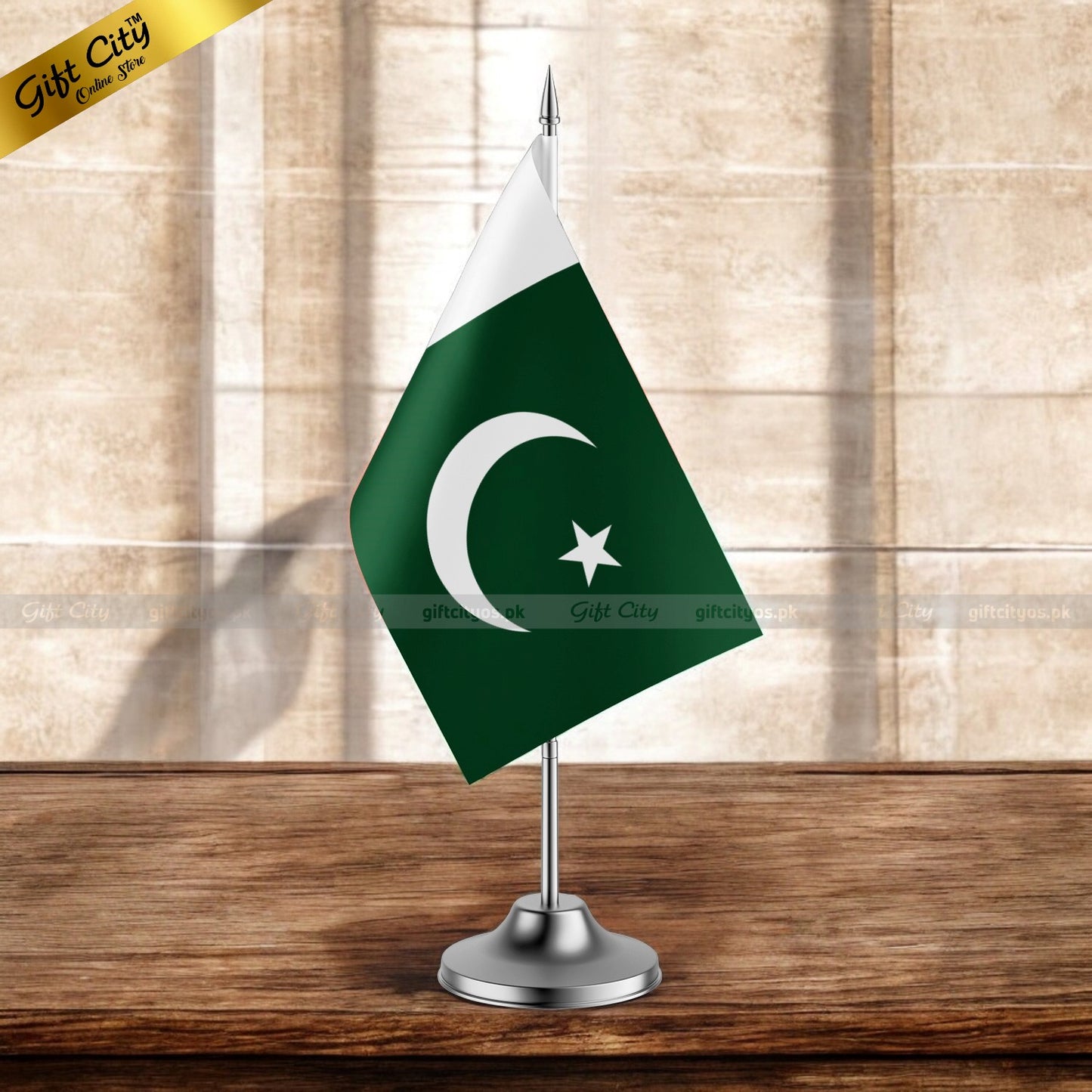 Gift City Presents | Pakistan Mini Flag with Stand | Premium Desk Flags for Decoration & Office Display | All Country Flags Available