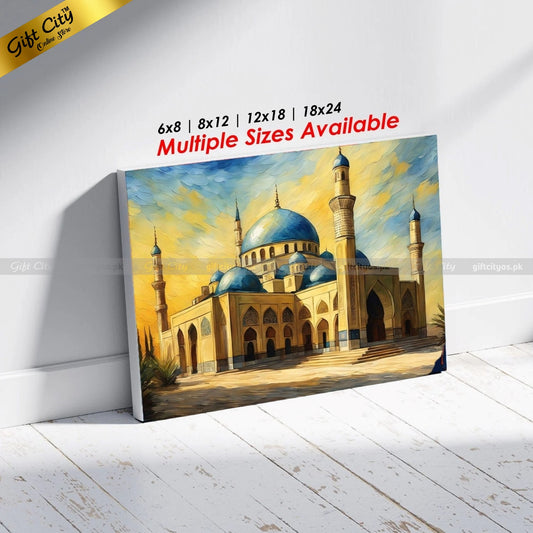 Gift City Presents UV Printed Oil Painting Canvas | Multiple Sizes Available | Elegant Mosque Wall Art for Home & Office Wall Hanging