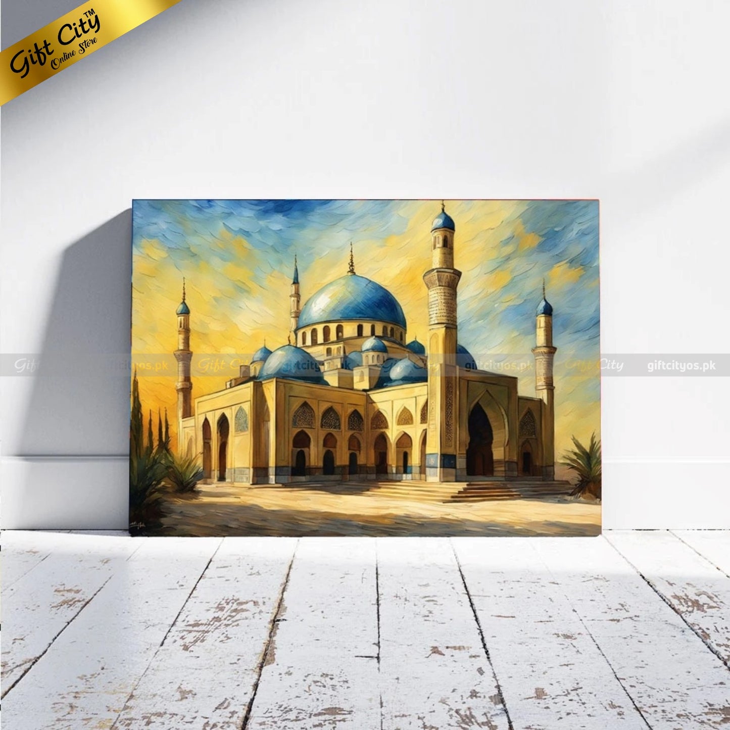 Gift City Presents UV Printed Oil Painting Canvas | Multiple Sizes Available | Elegant Mosque Wall Art for Home & Office Wall Hanging
